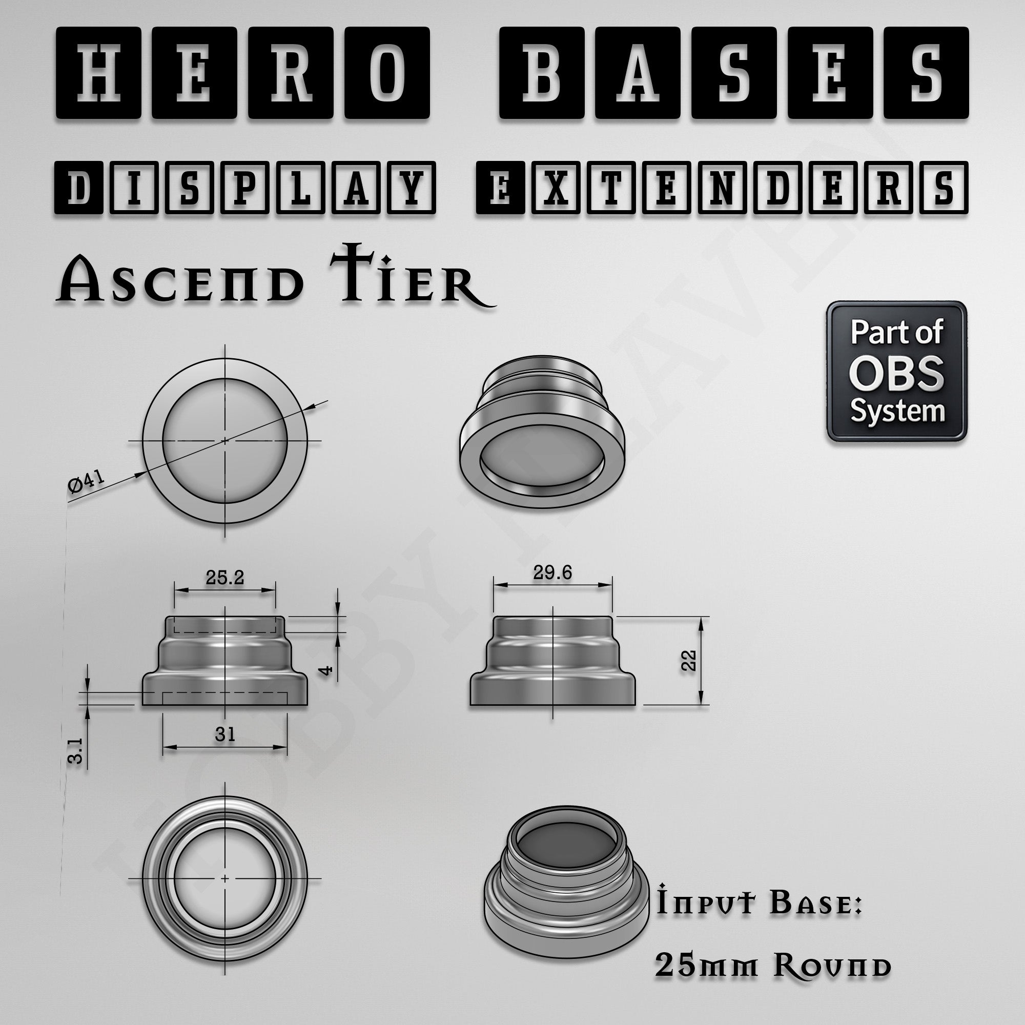 Hero Bases Display Extenders | Round and Ovals | Convert Gaming Bases to Display Bases & Plinths