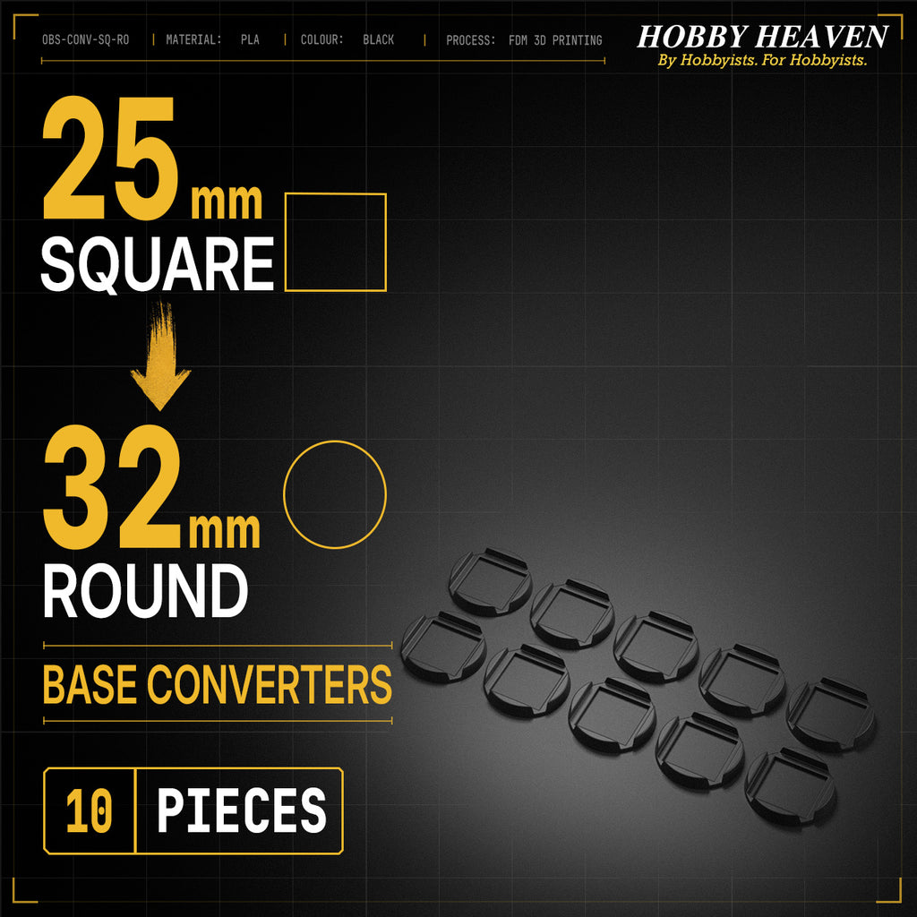 Square to Round Base Converters 3D Print Full Range