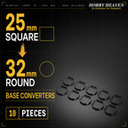 Square to Round Base Converters 3D Print Full Range