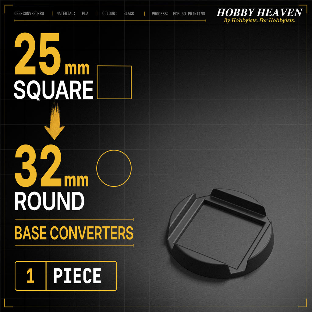 Square to Round Base Converters 3D Print Full Range