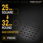 Square to Round Base Converters 3D Print Full Range