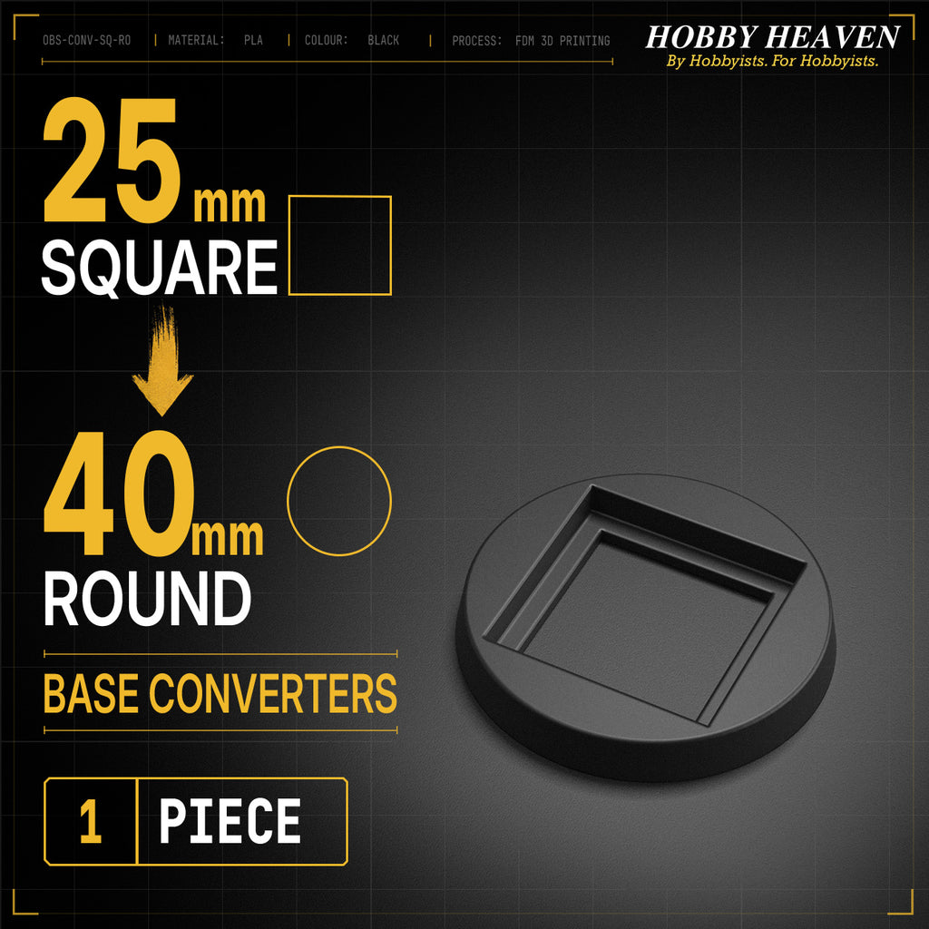 Square to Round Base Converters 3D Print Full Range