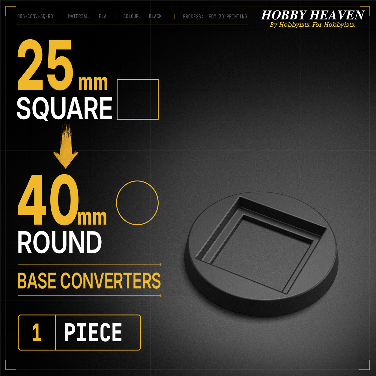 Square to Round Base Converters 3D Print Full Range