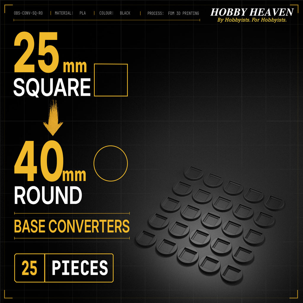 Square to Round Base Converters 3D Print Full Range