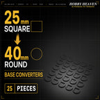 Square to Round Base Converters 3D Print Full Range