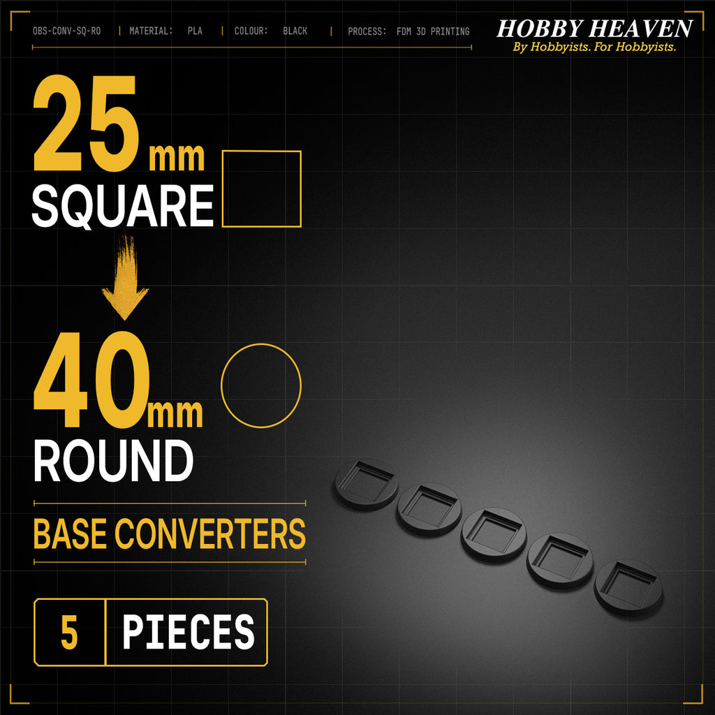 Square to Round Base Converters 3D Print Full Range