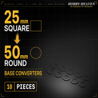 Square to Round Base Converters 3D Print Full Range