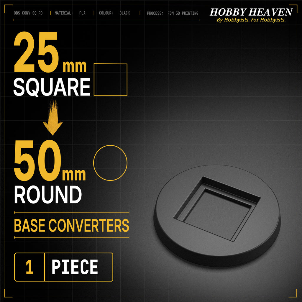 Square to Round Base Converters 3D Print Full Range