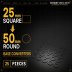 Square to Round Base Converters 3D Print Full Range