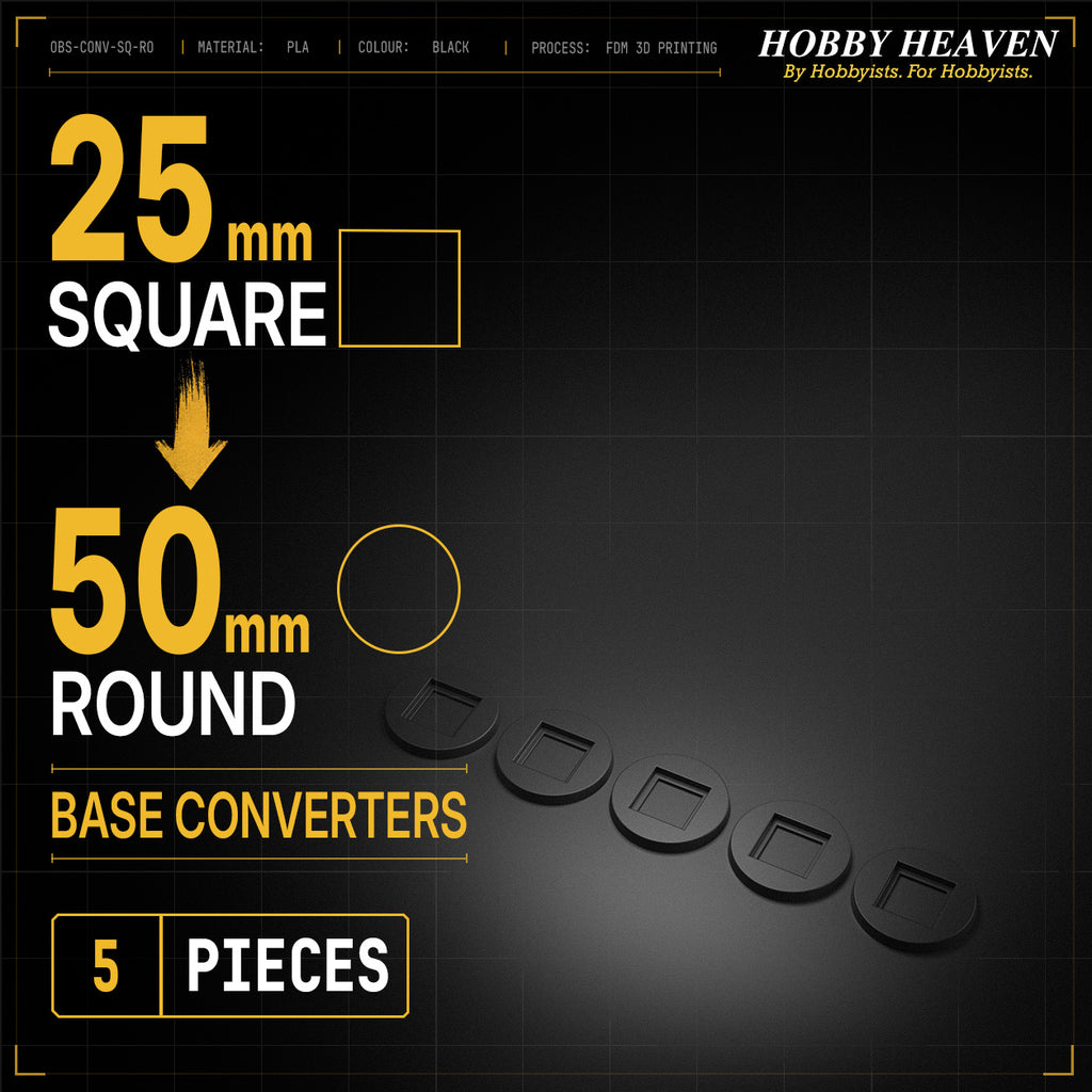 Square to Round Base Converters 3D Print Full Range
