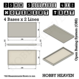 Square and Rectangle Movement Trays for Tabletop Games | Warhammer Compatible | Full Range