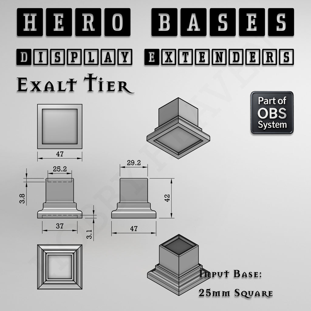 Hero Bases Display Extenders | Squares and Rectangles | Convert Gaming Bases to Display Bases & Plinths
