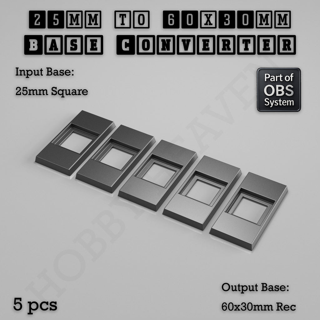 Square to Rectangle Bases Size Converters 3d Print Full Range
