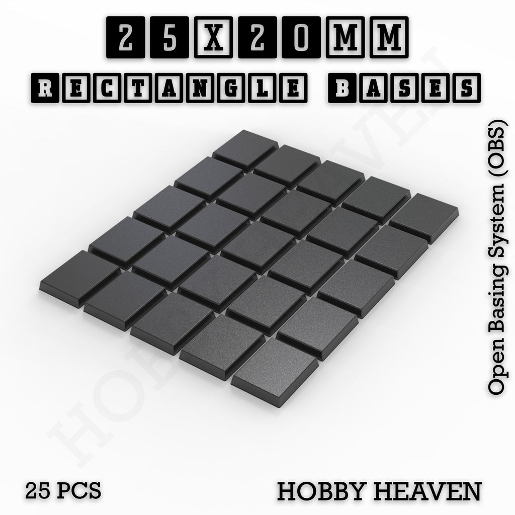 Rectangle Bases Range Sizes - 75x30mm to 125x40mm Medium Sizes 3d Print Full Range Tabletop Games