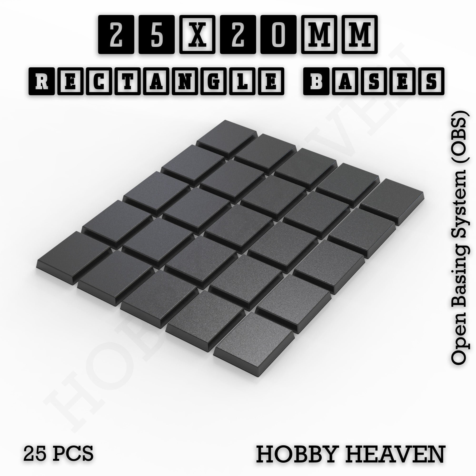 Rectangle Bases Range Sizes - 75x30mm to 125x40mm Medium Sizes 3d Print Full Range Tabletop Games