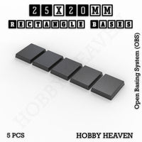 Rectangle Bases Range Sizes - 20x15mm to 75x25mm Small Sizes 3d Print Full Range Tabletop Games
