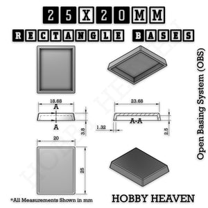 Rectangle Bases Range Sizes - 20x15mm to 75x25mm Small Sizes 3d Print Full Range Tabletop Games