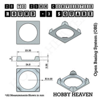 Round to Square Bases Shape and Size Converters 3d Print Full Range