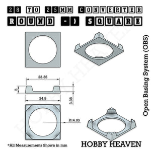 Round to Square Bases Shape and Size Converters 3d Print Full Range