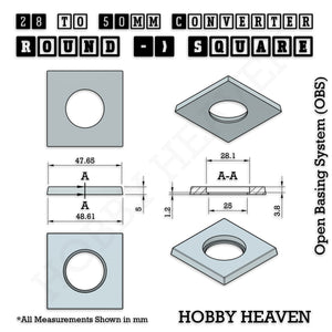 Round to Square Bases Shape and Size Converters 3d Print Full Range