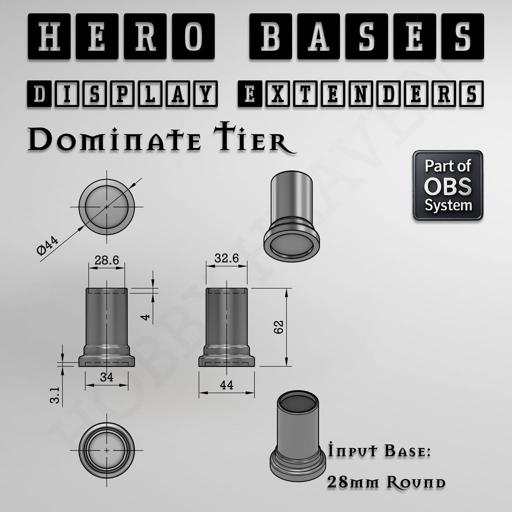 Hero Bases Display Extenders | Round and Ovals | Convert Gaming Bases to Display Bases & Plinths