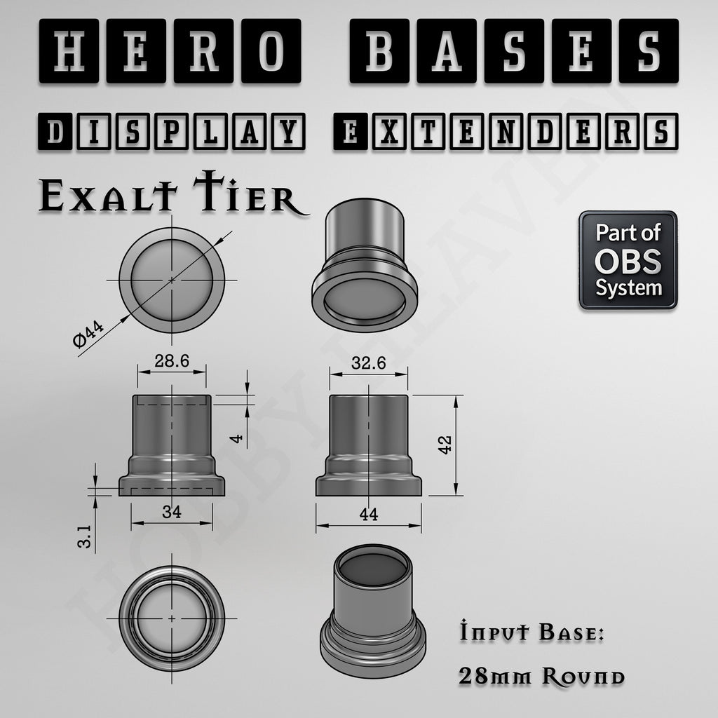 Hero Bases Display Extenders | Round and Ovals | Convert Gaming Bases to Display Bases & Plinths