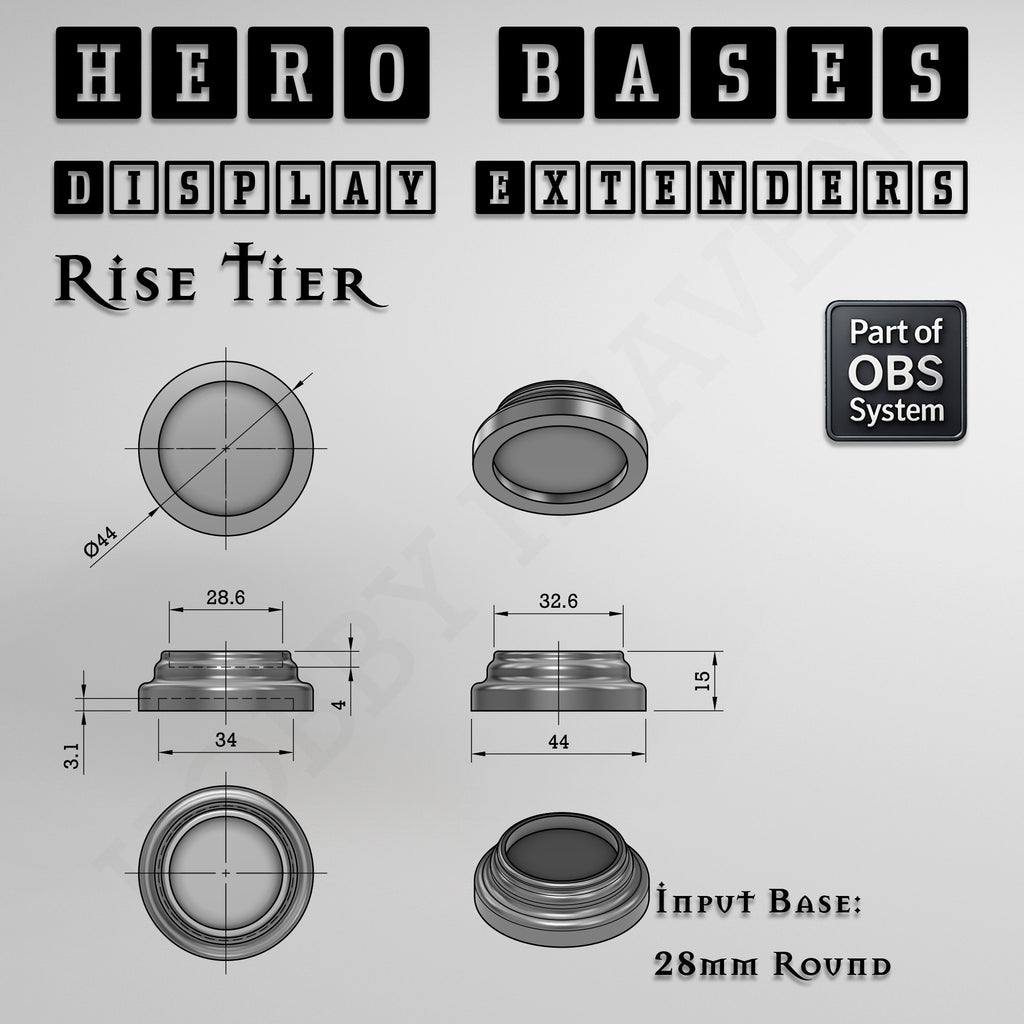 Hero Bases Display Extenders | Round and Ovals | Convert Gaming Bases to Display Bases & Plinths