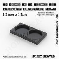 Round to Square Movement Trays Adapters for Tabletop Games
