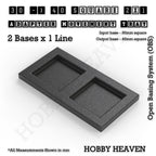 CGI render of the 30 to 40 mm square adapter, 2 × 1 formation, with 2 seats for 30 mm square bases.