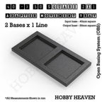CGI render of the 40 to 50 mm square adapter, 2 × 1 formation, with 2 seats for 40 mm square bases.