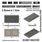 Technical drawing of the 40 to 50 mm square adapter, 2 × 1 formation: 104 × 54 mm overall, 4.7 mm tall.