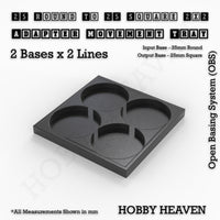 Round to Square Movement Trays Adapters for Tabletop Games
