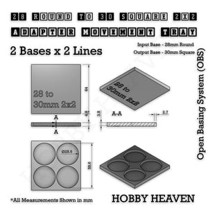 Round to Square Movement Trays Adapters for Tabletop Games