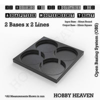 Round to Square Movement Trays Adapters for Tabletop Games