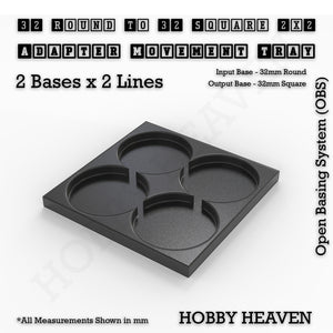 Round to Square Movement Trays Adapters for Tabletop Games