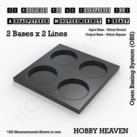 Round to Square Movement Trays Adapters for Tabletop Games

