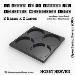 Round to Square Movement Trays Adapters for Tabletop Games