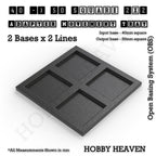 CGI render of the 40 to 50 mm square adapter, 2 × 2 formation, with 4 seats for 40 mm square bases.