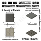 Technical drawing of the 40 to 50 mm square adapter, 2 × 2 formation: 104 × 104 mm overall, 4.7 mm tall.