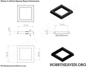 30 to 40mm Square Bases Converters 3d Print - Hobby Heaven