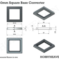 30 to 40mm Square Bases Converters 3d Print