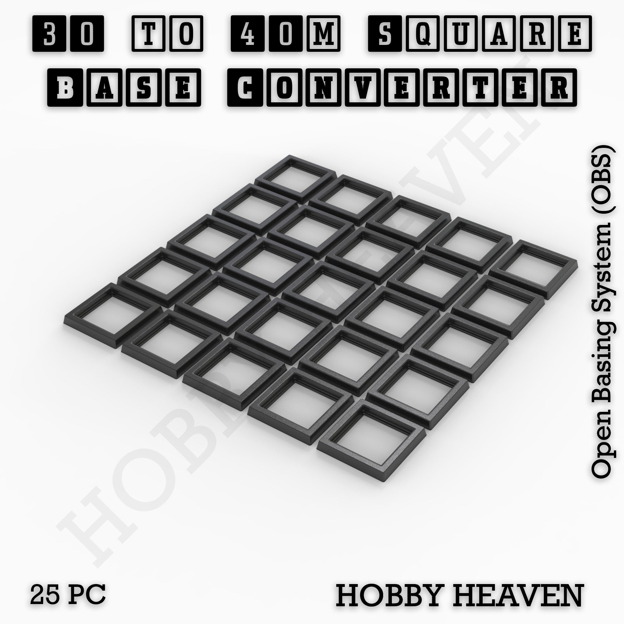 Square to Square Bases Size Converters 3d Print Full Range
