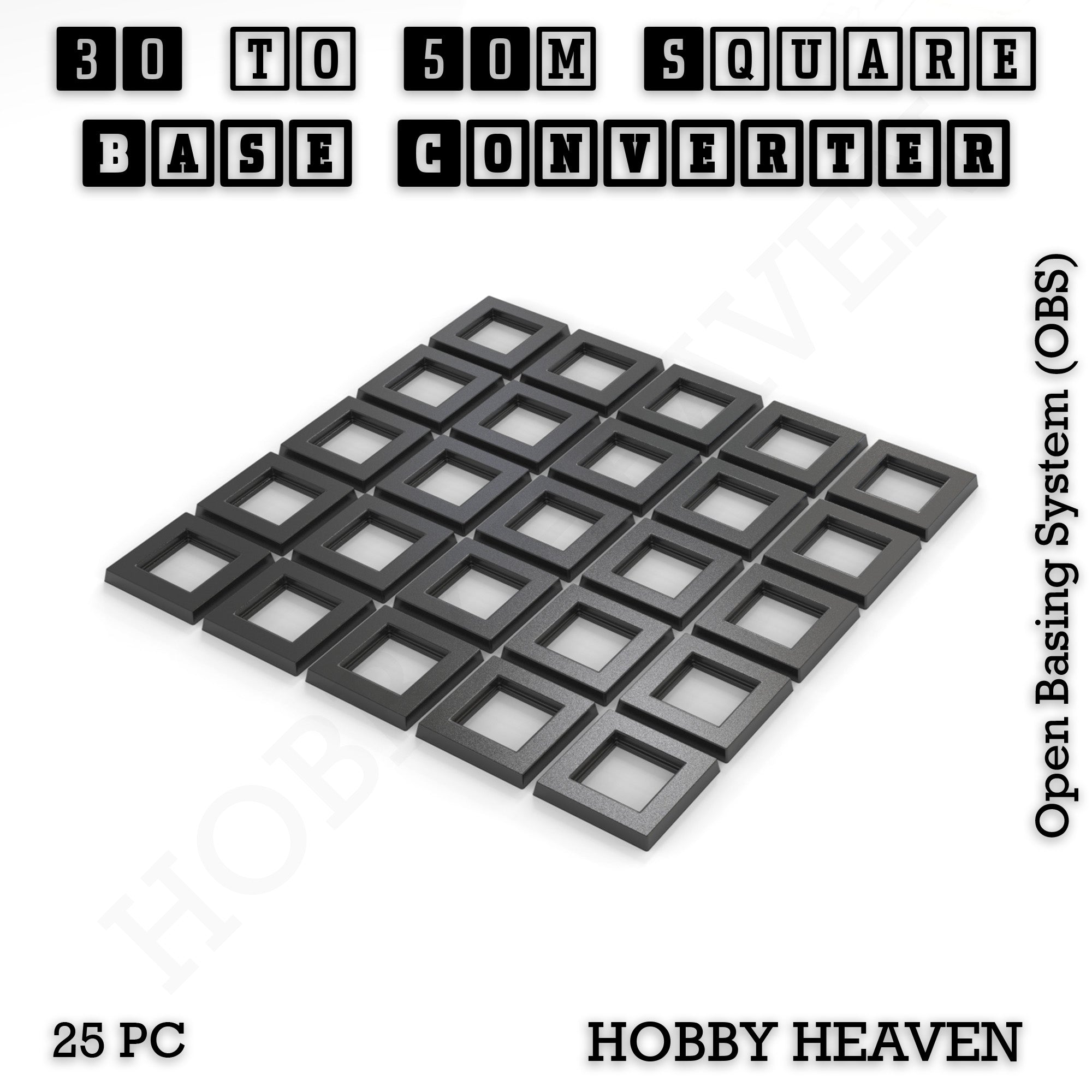 Square to Square Bases Size Converters 3d Print Full Range