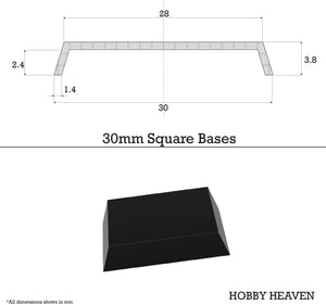 30mm Square Plain Plastic Bases - Hobby Heaven