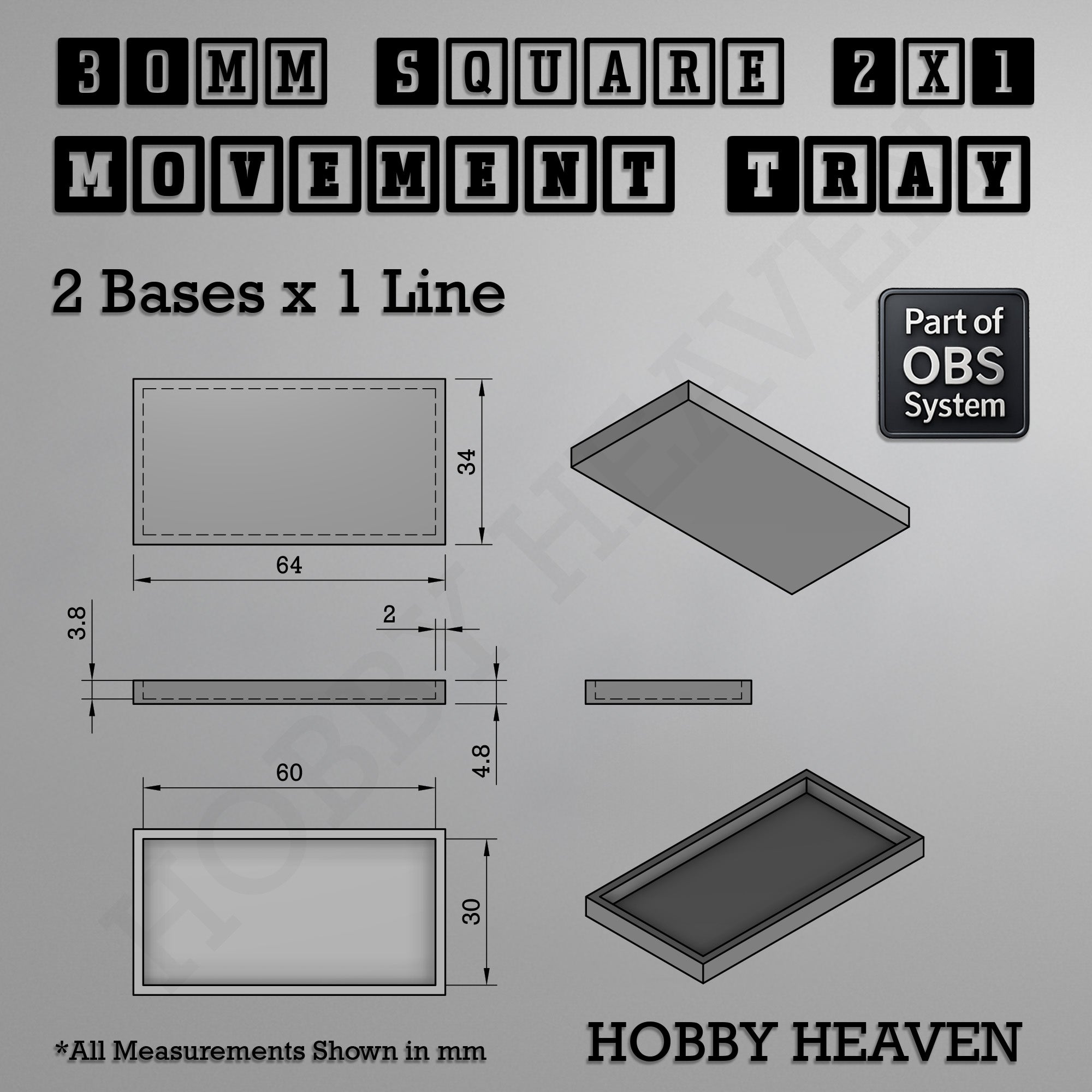Square Movement Trays | OBS System | 20mm 25mm 30mm 40mm 50mm Bases