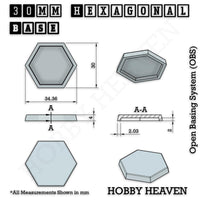 Hexagonal Bases 10mm to 200mm 3d Print Full Range Tabletop Games
