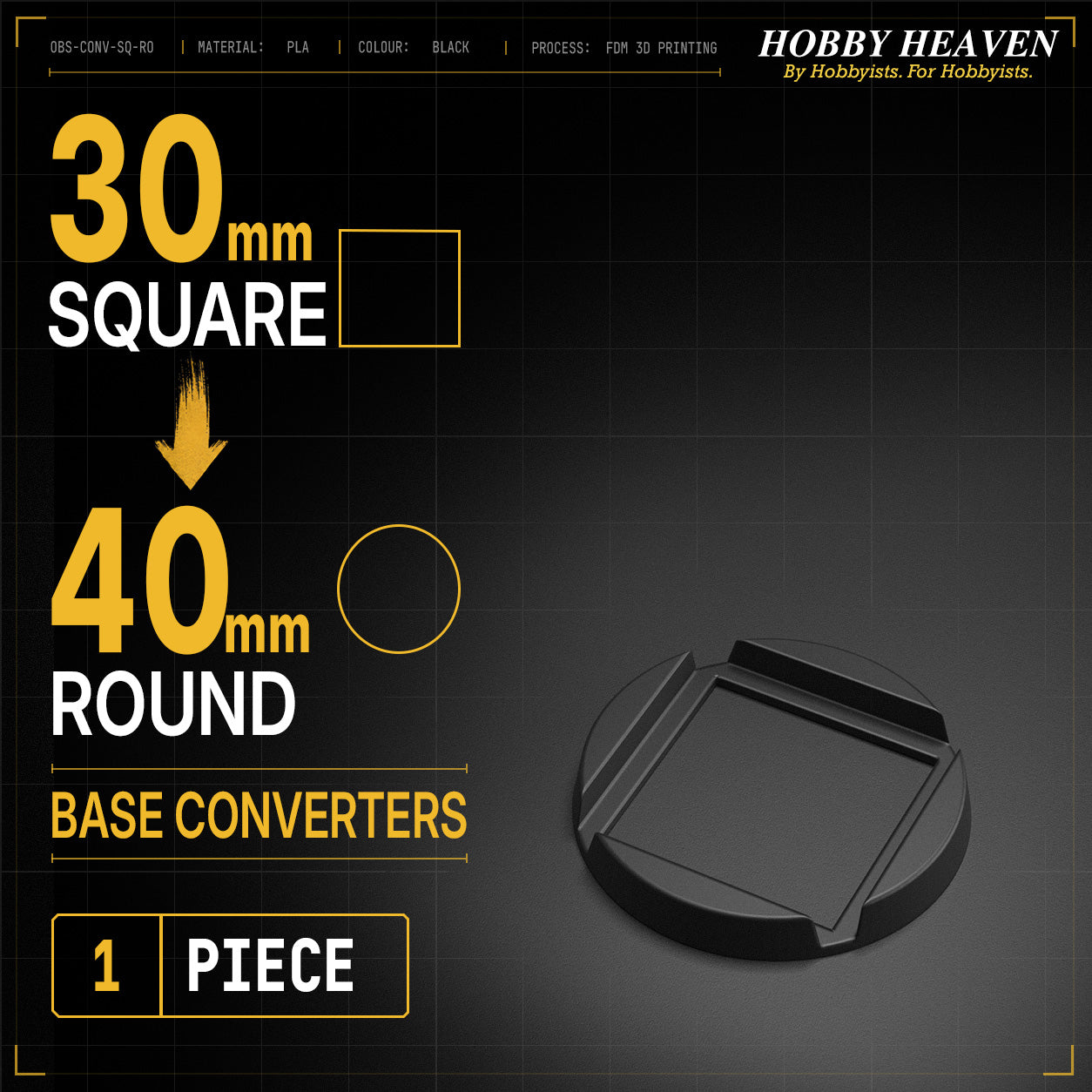 Square to Round Base Converters 3D Print Full Range