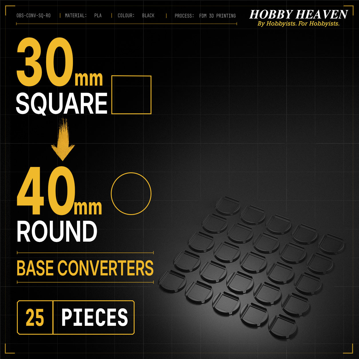 Square to Round Base Converters 3D Print Full Range