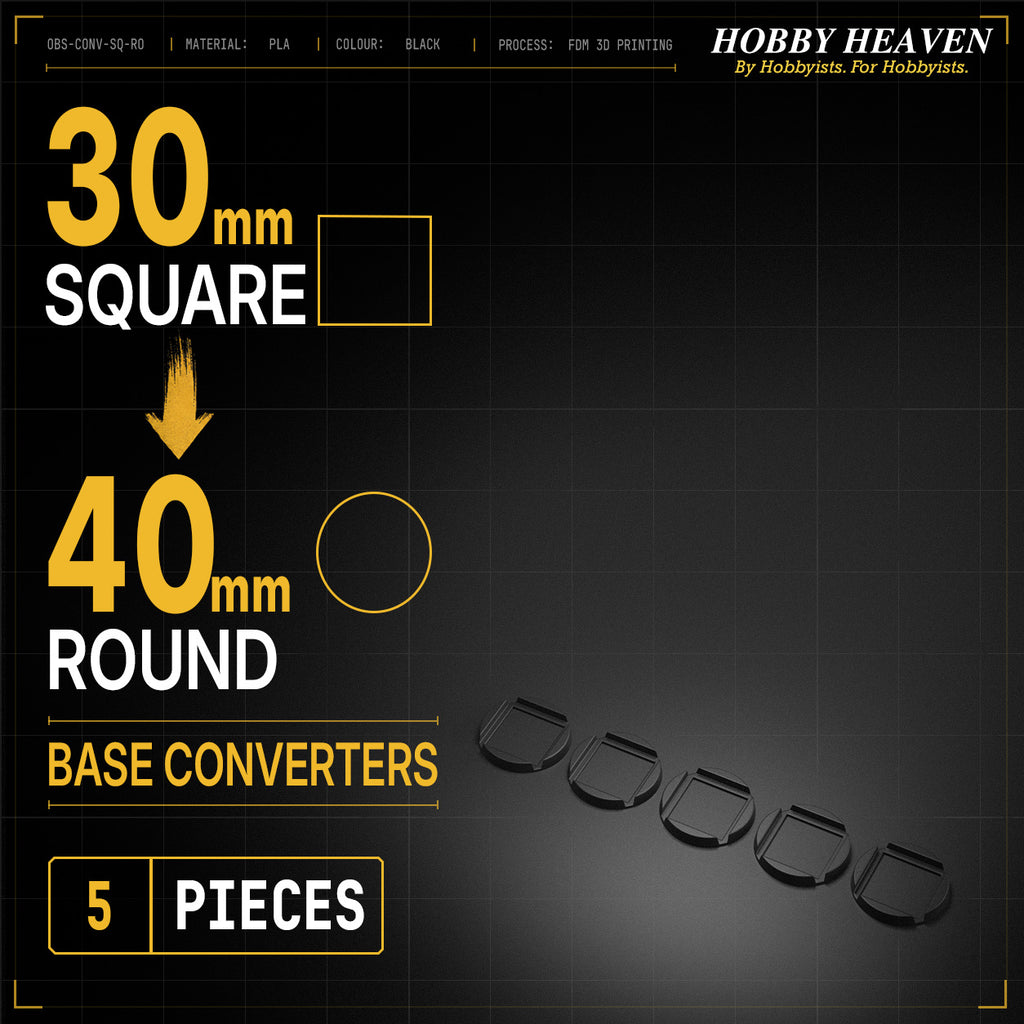 Square to Round Base Converters 3D Print Full Range
