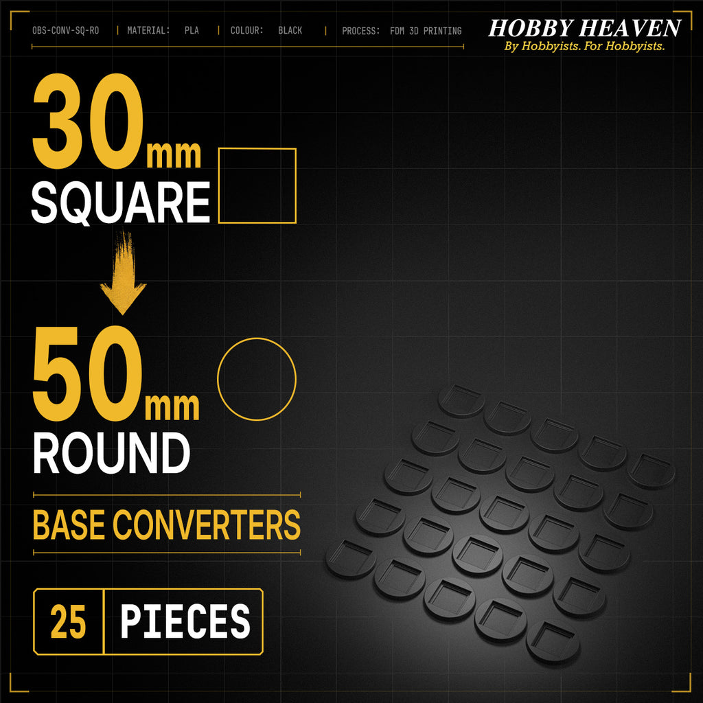 Square to Round Base Converters 3D Print Full Range